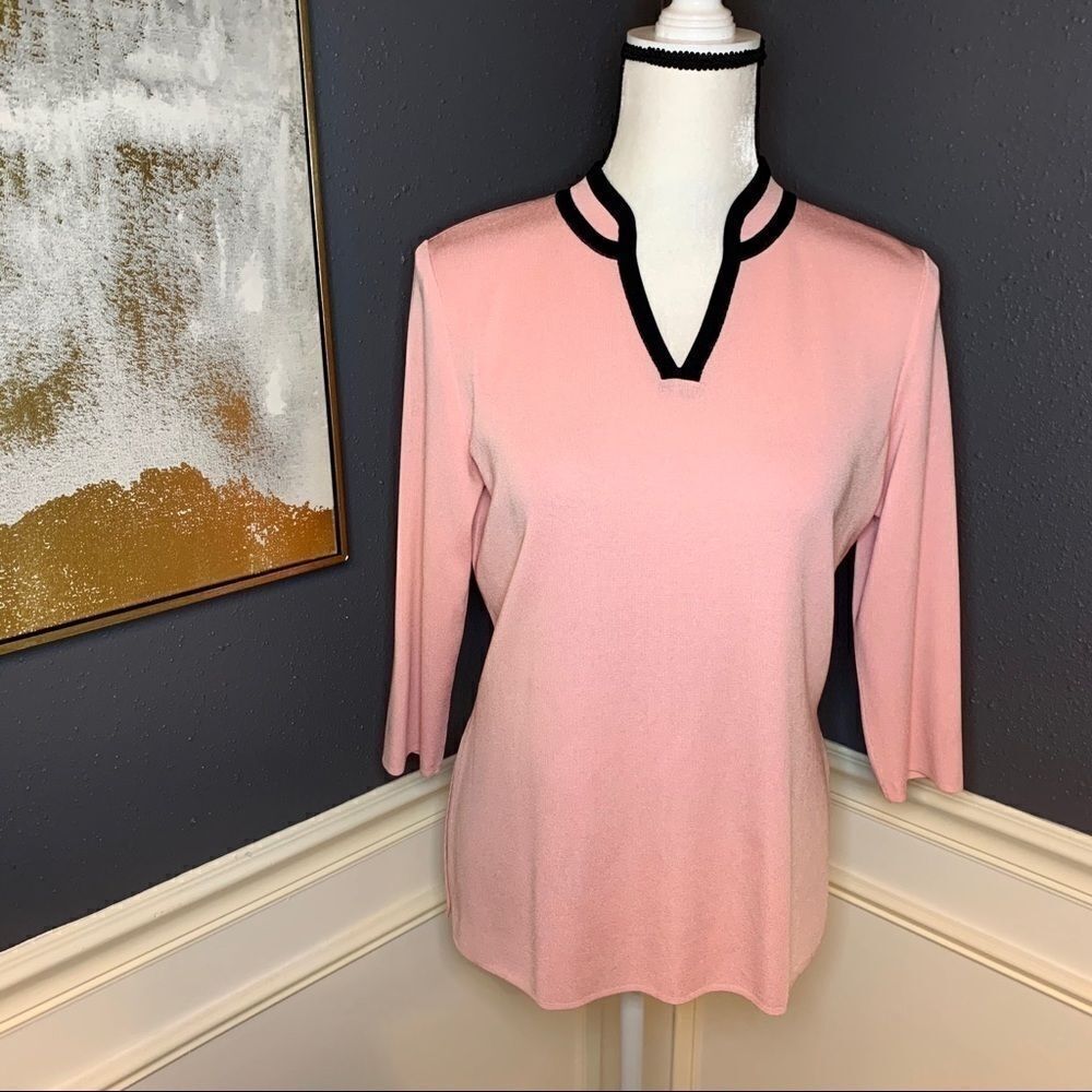 Misook 3/4 sleeve sweater blouse w military neck